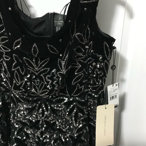 Adrianna Papell Beaded Black Velvet Maxi /Formal Size 16 NWT - Picture 3 of 5